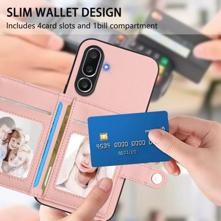 For Samsung Galaxy M56 5G Button Card Bag RFID Anti-theft Phone Case