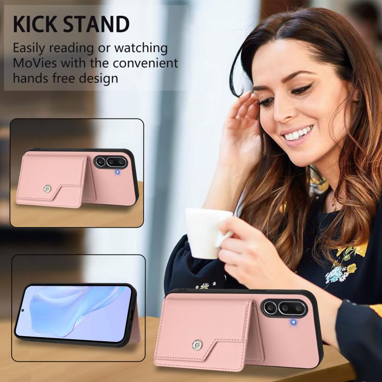 For Samsung Galaxy M56 5G Button Card Bag RFID Anti-theft Phone Case
