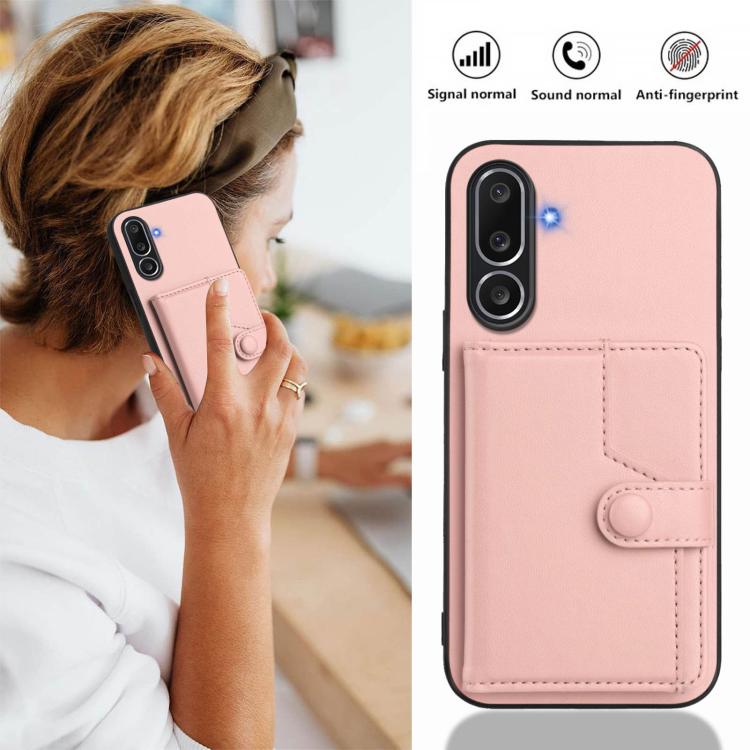 For Samsung Galaxy M56 5G Button Card Bag RFID Anti-theft Phone Case