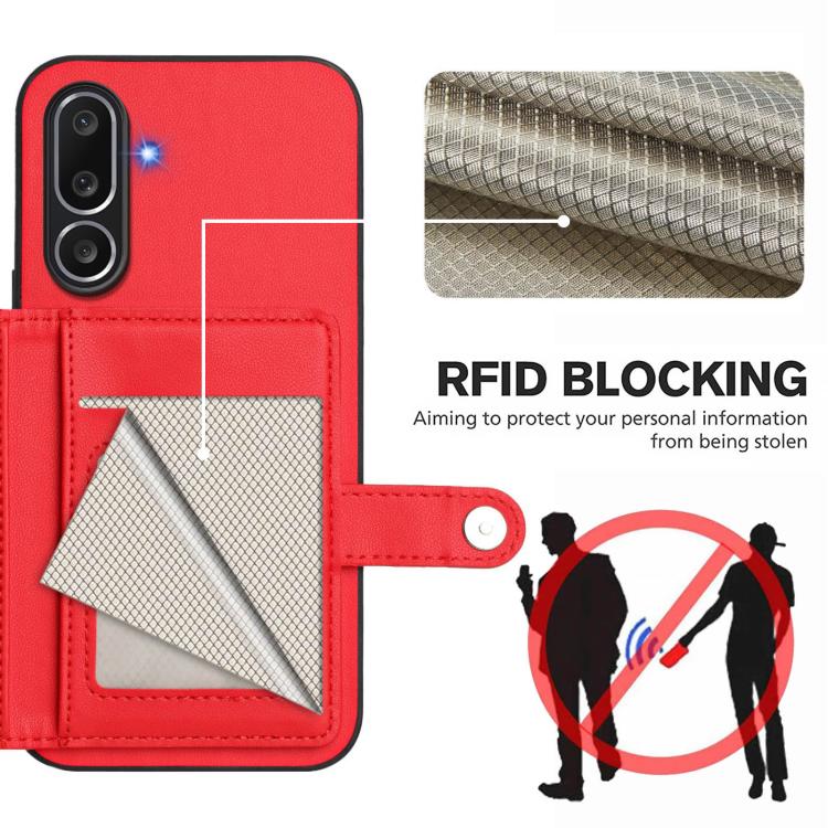 For Samsung Galaxy M56 5G Button Card Bag RFID Anti-theft Phone Case