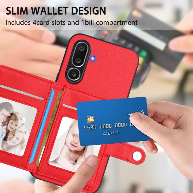 For Samsung Galaxy M56 5G Button Card Bag RFID Anti-theft Phone Case