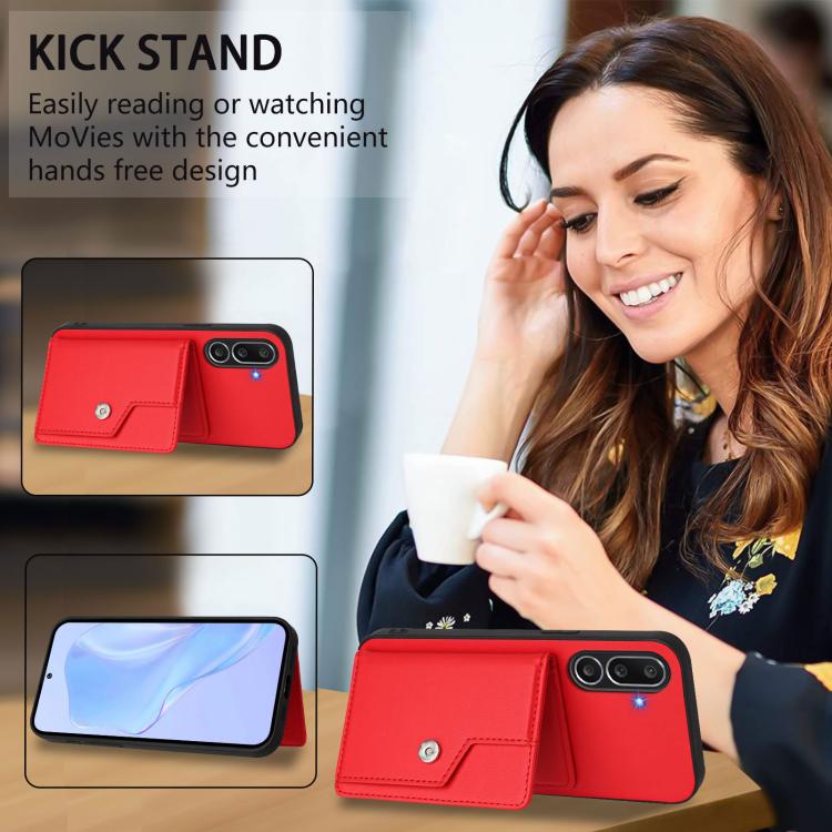 For Samsung Galaxy M56 5G Button Card Bag RFID Anti-theft Phone Case
