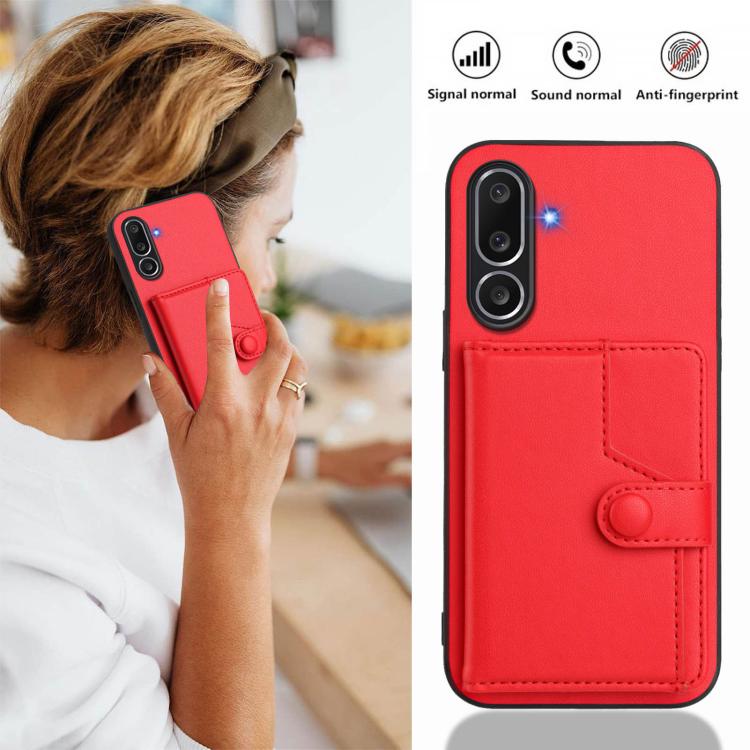 For Samsung Galaxy M56 5G Button Card Bag RFID Anti-theft Phone Case