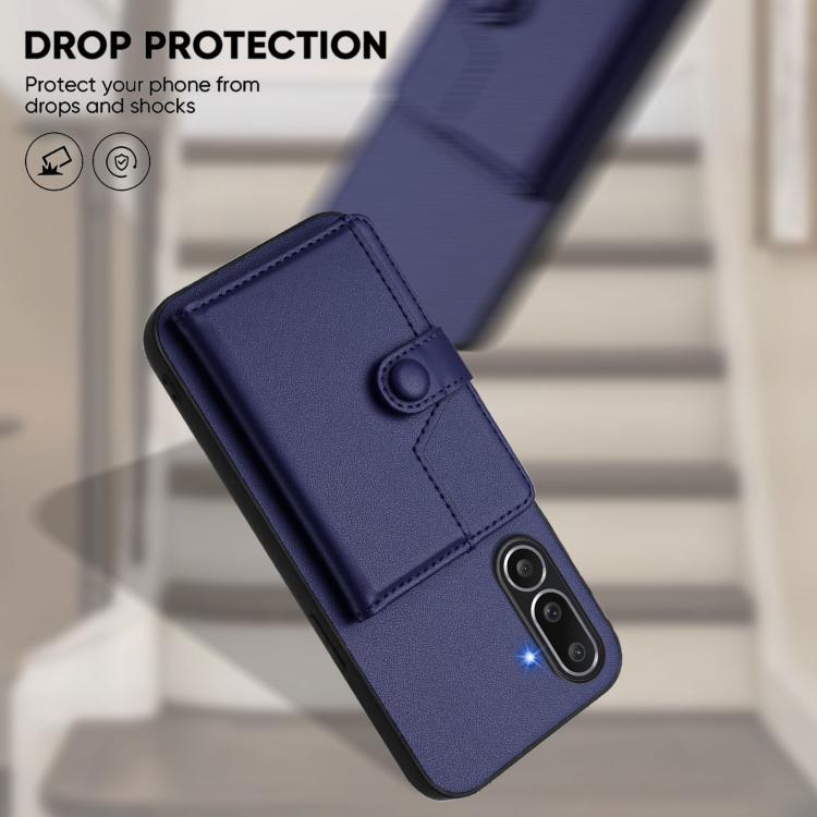 For Samsung Galaxy M56 5G Button Card Bag RFID Anti-theft Phone Case