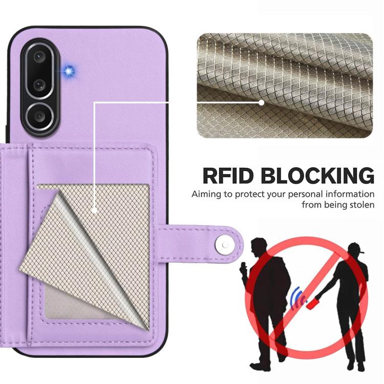 For Samsung Galaxy M56 5G Button Card Bag RFID Anti-theft Phone Case