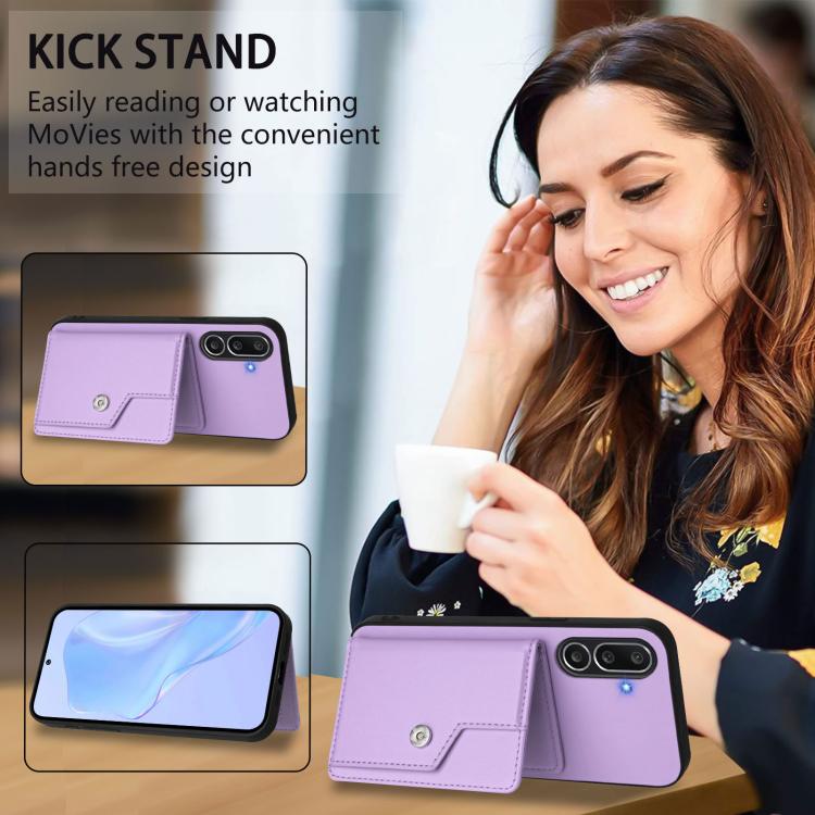 For Samsung Galaxy M56 5G Button Card Bag RFID Anti-theft Phone Case