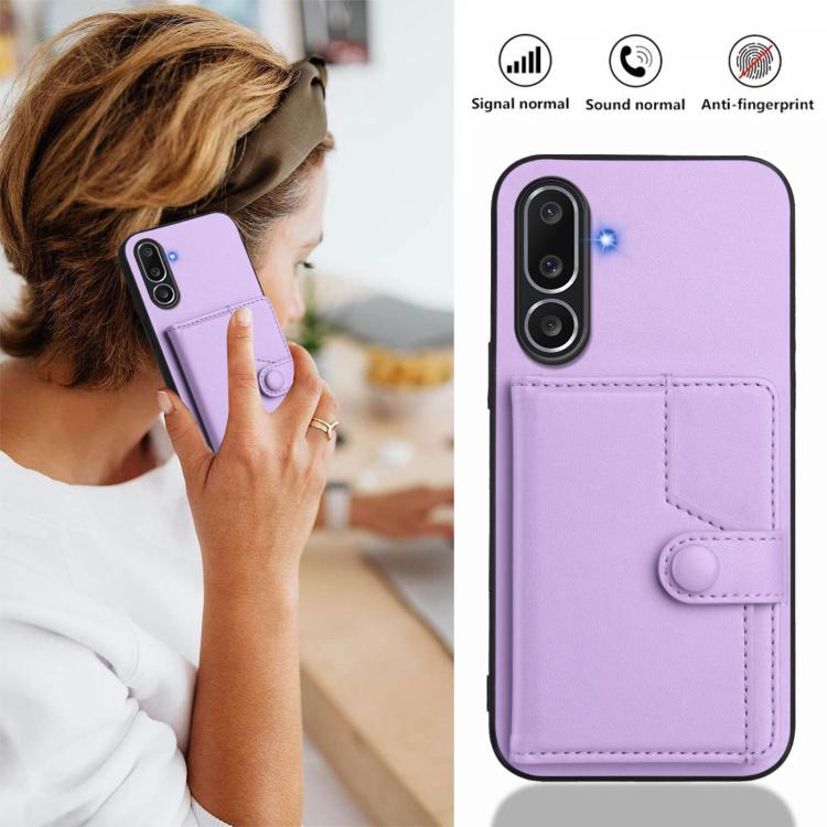 For Samsung Galaxy M56 5G Button Card Bag RFID Anti-theft Phone Case