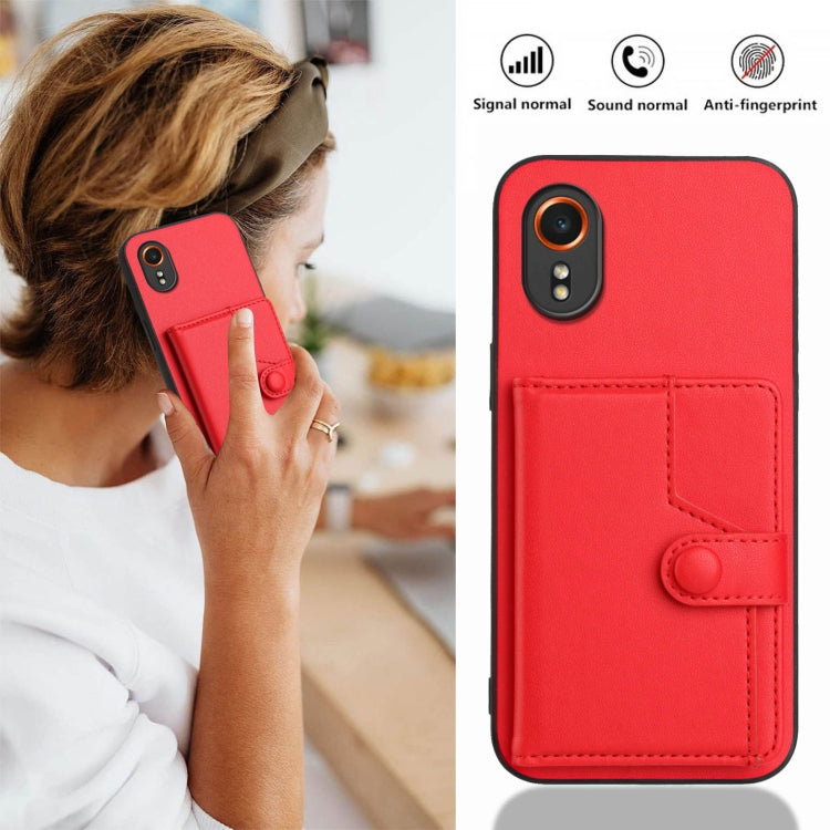 For Samsung Galaxy XCover7 Button Card Bag RFID Anti-theft Phone Case