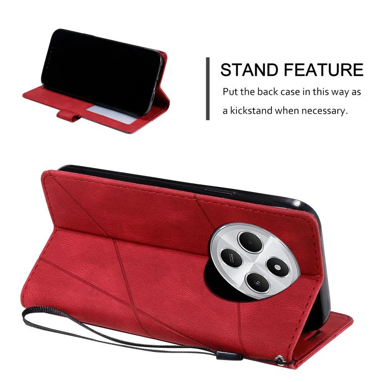 For Redmi 14C 4G Skin Feel Splicing Leather Phone Case