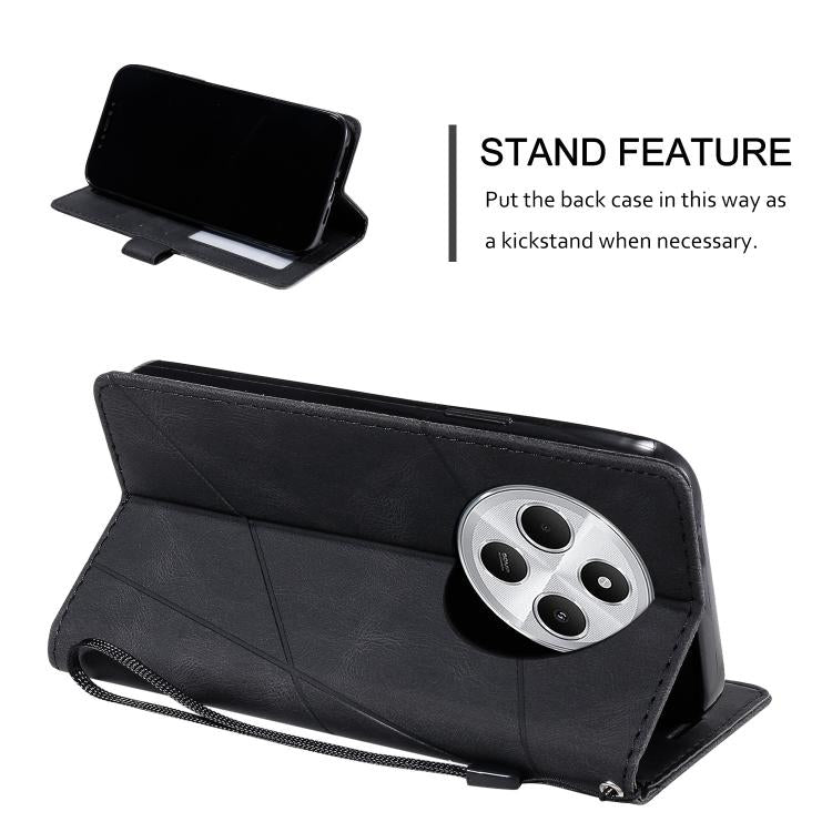 For Redmi 14C 4G Skin Feel Splicing Leather Phone Case