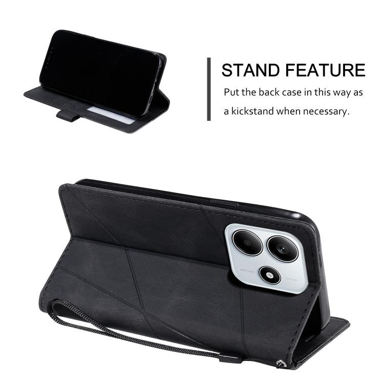 For Redmi Note 14 5G Skin Feel Splicing Leather Phone Case