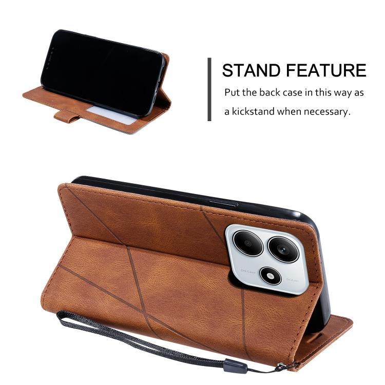 For Redmi Note 14 5G Skin Feel Splicing Leather Phone Case