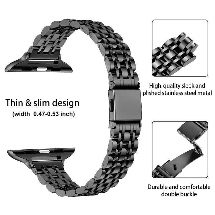 For Apple Watch 46mm / 49mm / 45mm / 44mm Slim Seven Bead Slingshot Buckle Metal Watch Band - Starlight