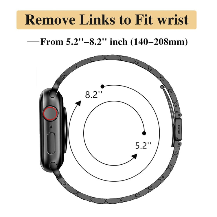 For Apple Watch 42mm / 41mm / 40mm / 38mm Slim Seven Bead Slingshot Buckle Metal Watch Band - Starlight