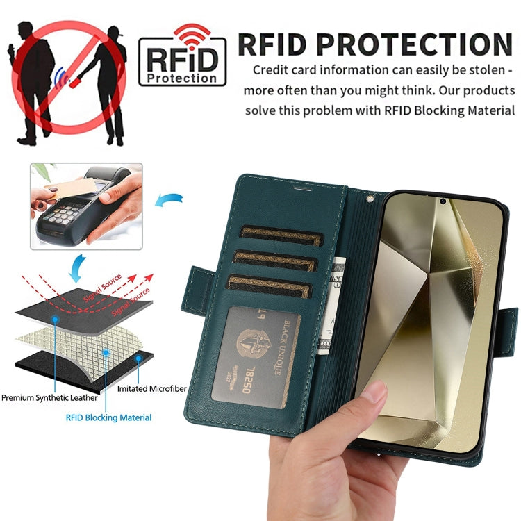 For Samsung Galaxy S24 Ultra 5G Side Buckle RFID Anti-theft Leather Phone Case