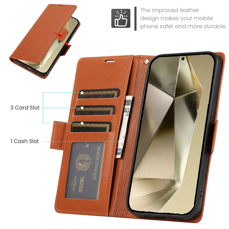 For Samsung Galaxy S24 Ultra 5G Side Buckle RFID Anti-theft Leather Phone Case