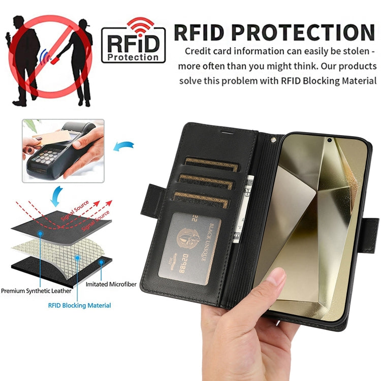 For Samsung Galaxy S25 Ultra 5G Side Buckle RFID Anti-theft Leather Phone Case