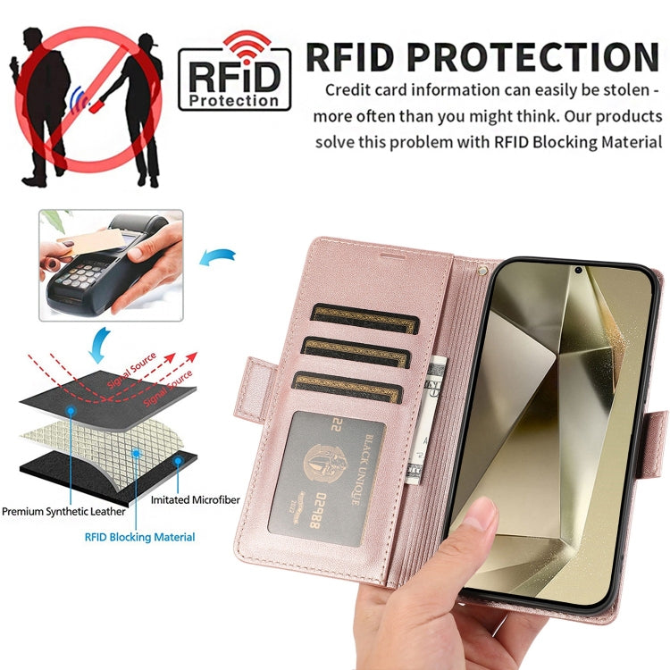 For Samsung Galaxy S25 Ultra 5G Side Buckle RFID Anti-theft Leather Phone Case