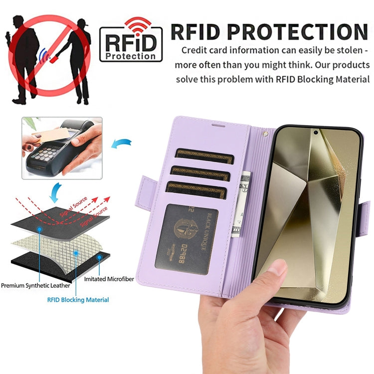 For Samsung Galaxy S25 Ultra 5G Side Buckle RFID Anti-theft Leather Phone Case