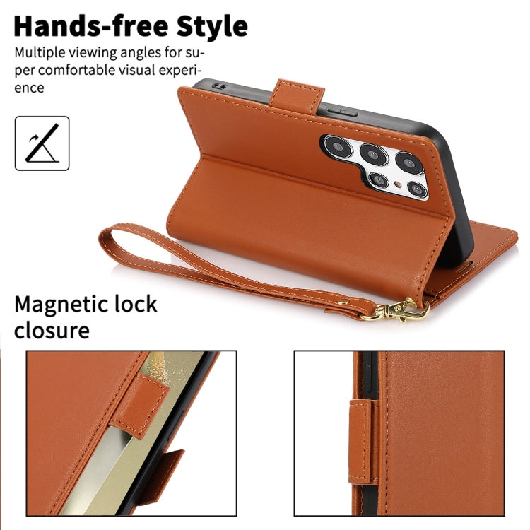 For Samsung Galaxy S25 Ultra 5G Side Buckle RFID Anti-theft Leather Phone Case