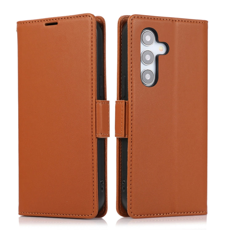 For Samsung Galaxy S25+ / S24+ 5G Side Buckle RFID Anti-theft Leather Phone Case