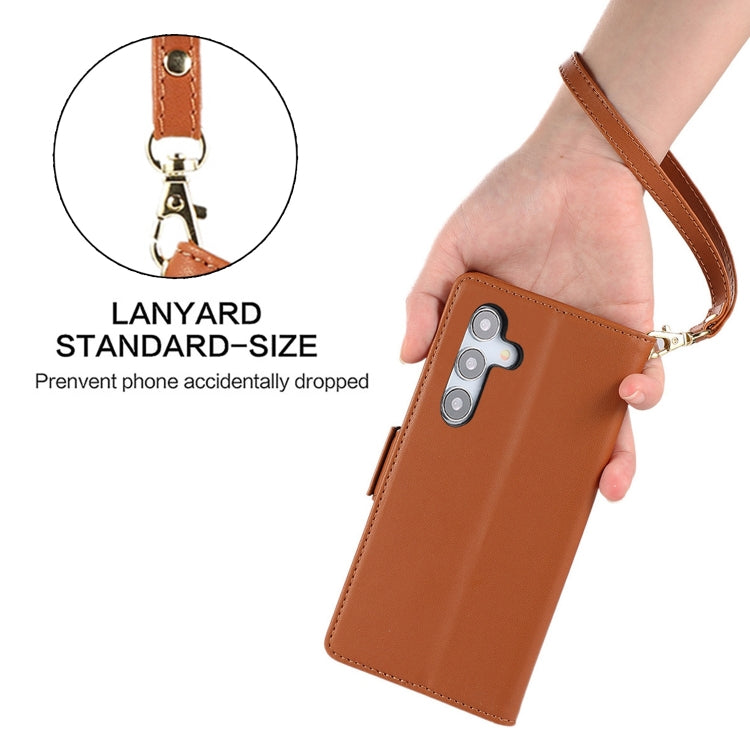 For Samsung Galaxy S25+ / S24+ 5G Side Buckle RFID Anti-theft Leather Phone Case