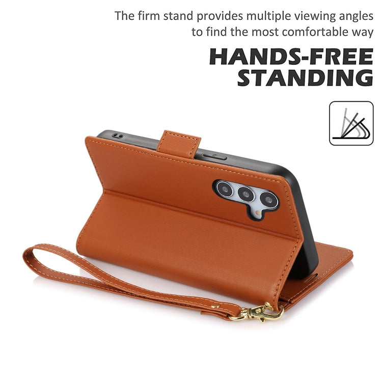 For Samsung Galaxy S25+ / S24+ 5G Side Buckle RFID Anti-theft Leather Phone Case
