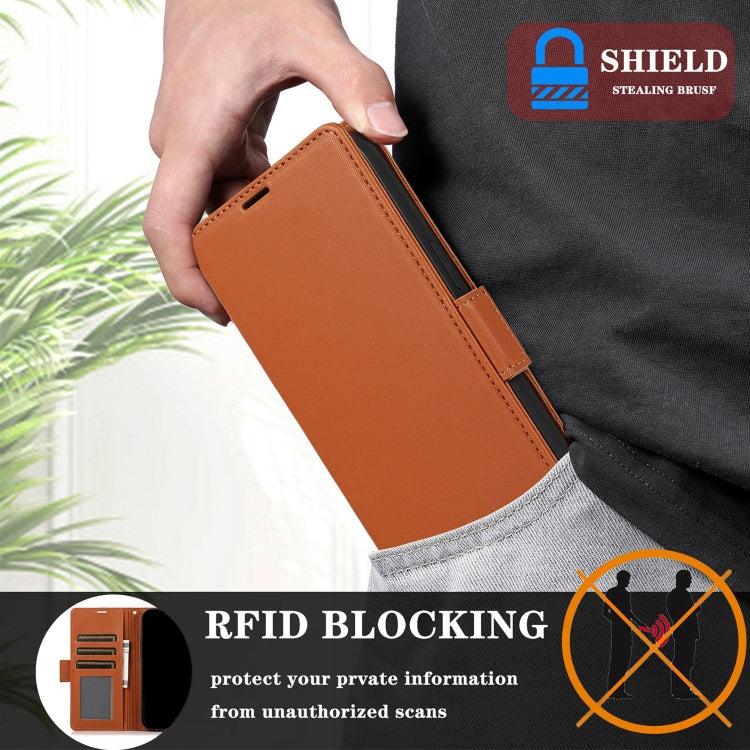 For Samsung Galaxy S25+ / S24+ 5G Side Buckle RFID Anti-theft Leather Phone Case