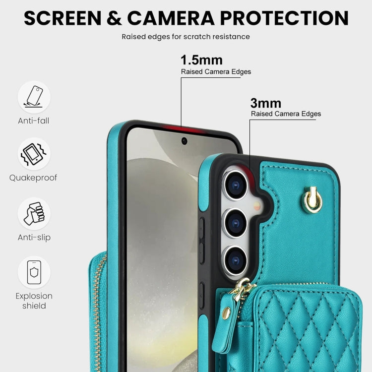 For Samsung Galaxy S24+ / S25+ 5G AwQuer Crossbody Zipper Wallet Rhombic Leather Back Phone Case