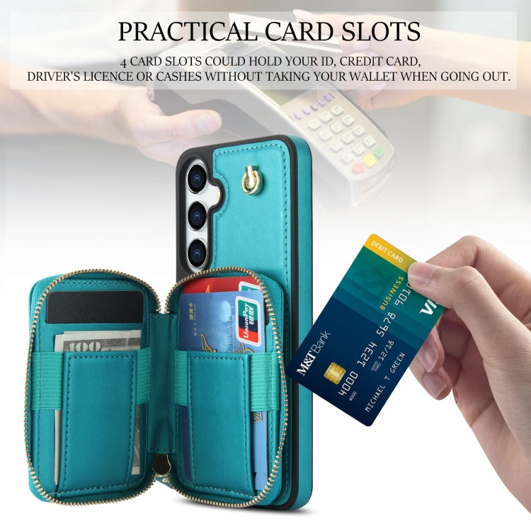 For Samsung Galaxy S24+ / S25+ 5G AwQuer Crossbody Zipper Wallet Rhombic Leather Back Phone Case