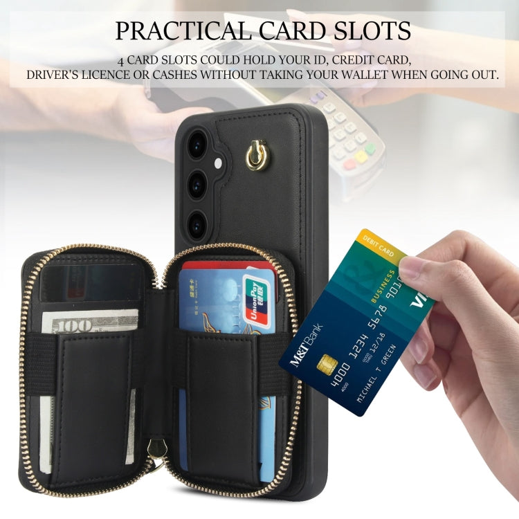 For Samsung Galaxy S23 FE 5G AwQuer Crossbody Zipper Wallet Rhombic Leather Back Phone Case