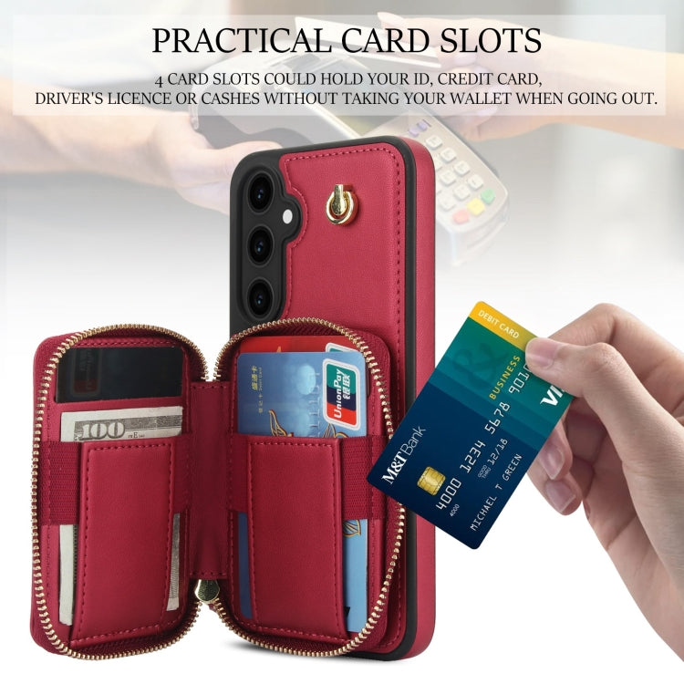For Samsung Galaxy S23 FE 5G AwQuer Crossbody Zipper Wallet Rhombic Leather Back Phone Case