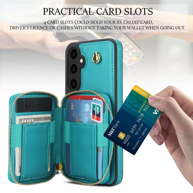 For Samsung Galaxy S23 FE 5G AwQuer Crossbody Zipper Wallet Rhombic Leather Back Phone Case