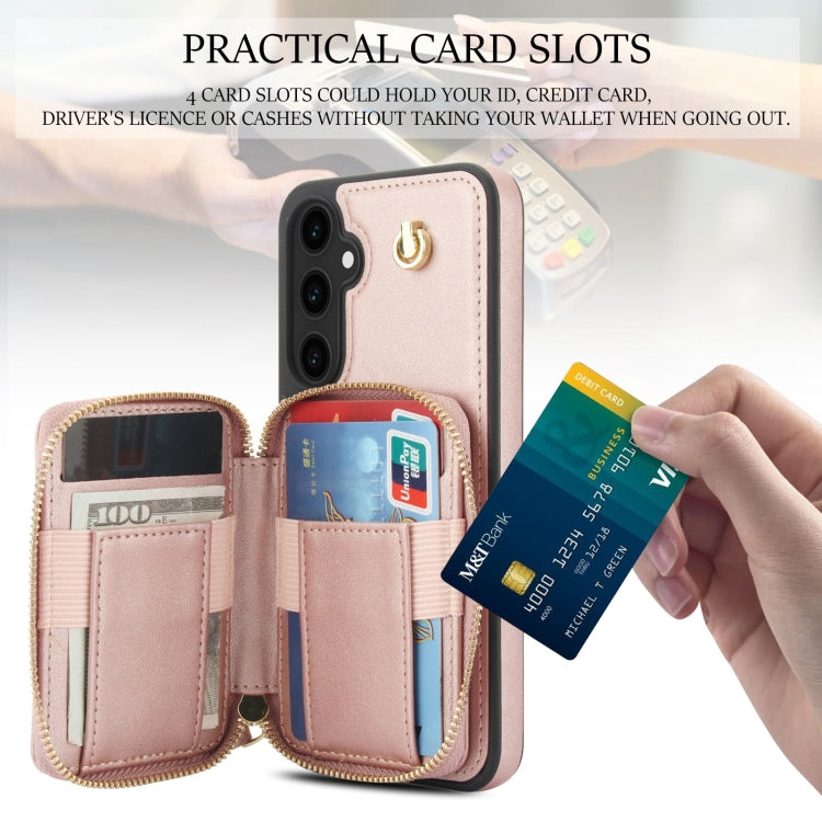 For Samsung Galaxy S23 FE 5G AwQuer Crossbody Zipper Wallet Rhombic Leather Back Phone Case