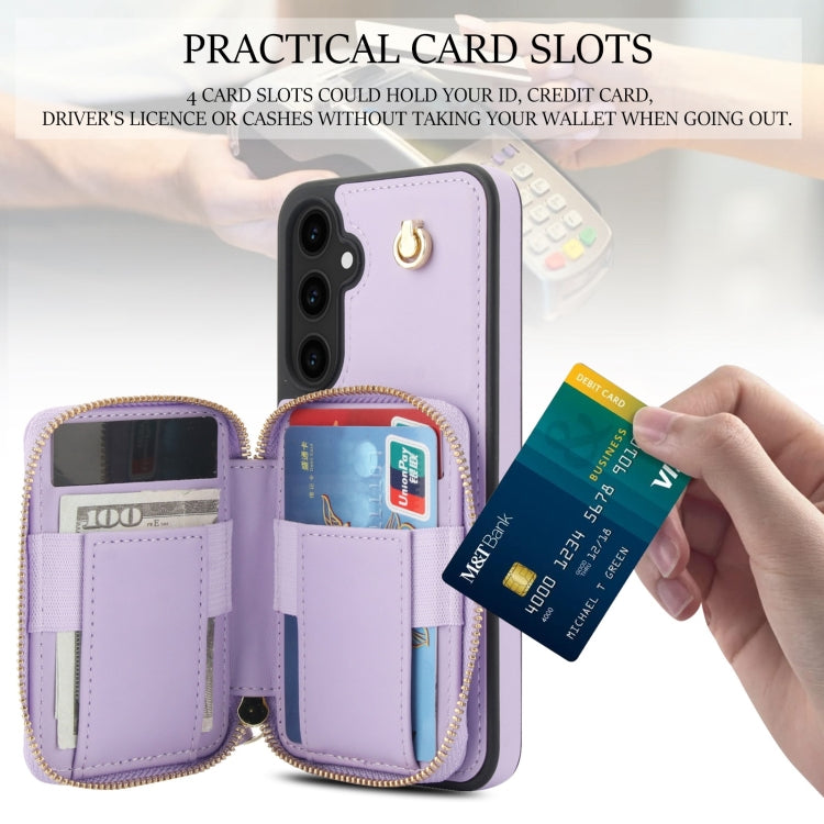 For Samsung Galaxy S23 FE 5G AwQuer Crossbody Zipper Wallet Rhombic Leather Back Phone Case