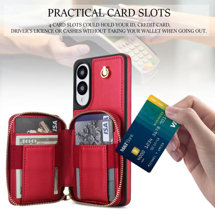For Samsung Galaxy S25 Edge 5G AwQuer Crossbody Zipper Wallet Rhombic Leather Back Phone Case