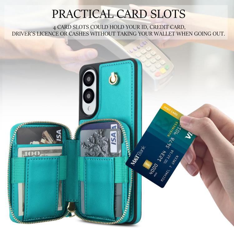 For Samsung Galaxy S25 Edge 5G AwQuer Crossbody Zipper Wallet Rhombic Leather Back Phone Case