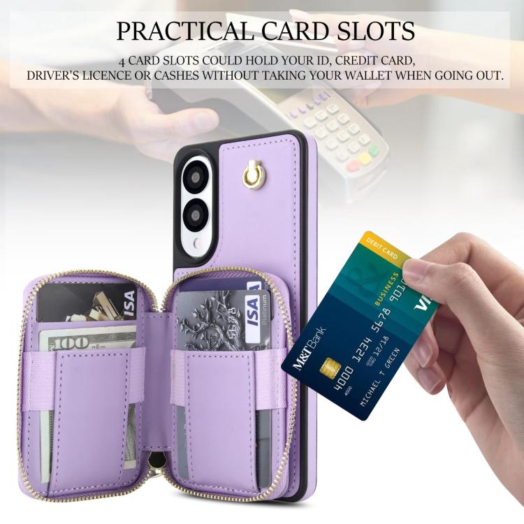 For Samsung Galaxy S25 Edge 5G AwQuer Crossbody Zipper Wallet Rhombic Leather Back Phone Case