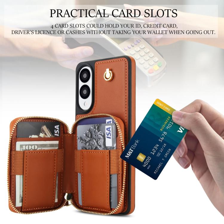 For Samsung Galaxy S25 Edge 5G AwQuer Crossbody Zipper Wallet Rhombic Leather Back Phone Case