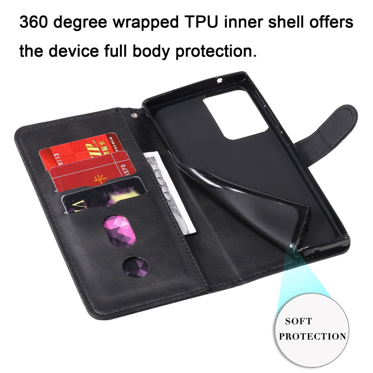 For Samsung Galaxy Note20 Ultra Fashion Calf Texture Zipper Horizontal Flip Leather Case with Stand & Card Slots & Wallet Function