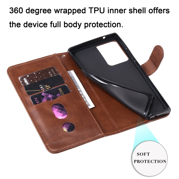 For Samsung Galaxy Note20 Ultra Fashion Calf Texture Zipper Horizontal Flip Leather Case with Stand & Card Slots & Wallet Function