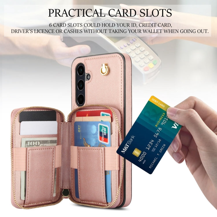 For Samsung Galaxy A55 5G AwQuer Crossbody Zipper Wallet Rhombic Leather Back Phone Case