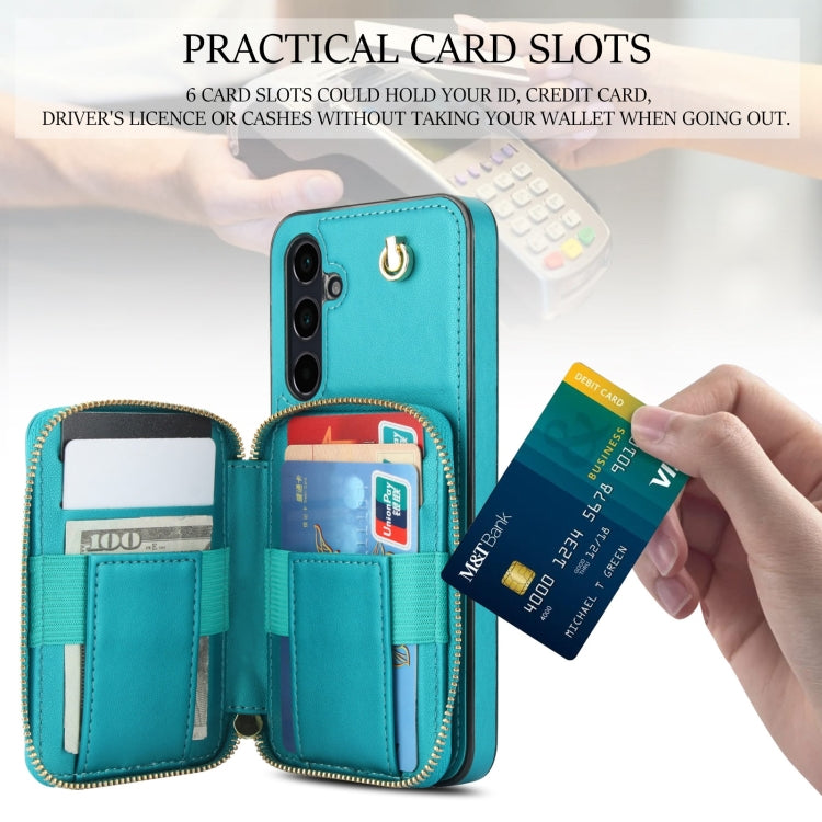 For Samsung Galaxy A35 5G AwQuer Crossbody Zipper Wallet Rhombic Leather Back Phone Case