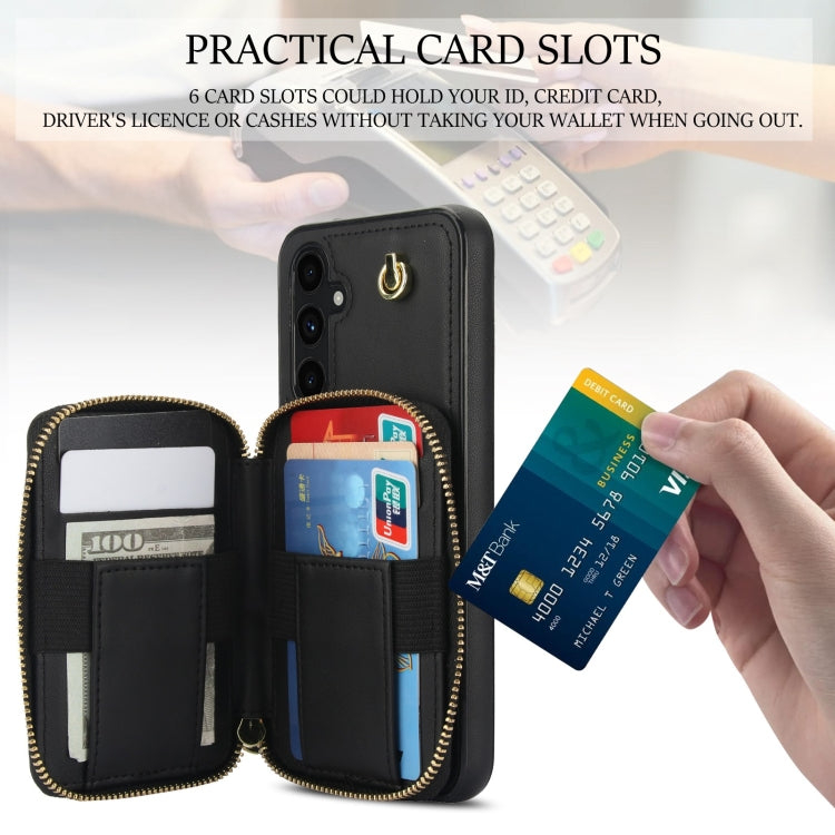 For Samsung Galaxy A54 4G / 5G AwQuer Crossbody Zipper Wallet Rhombic Leather Back Phone Case