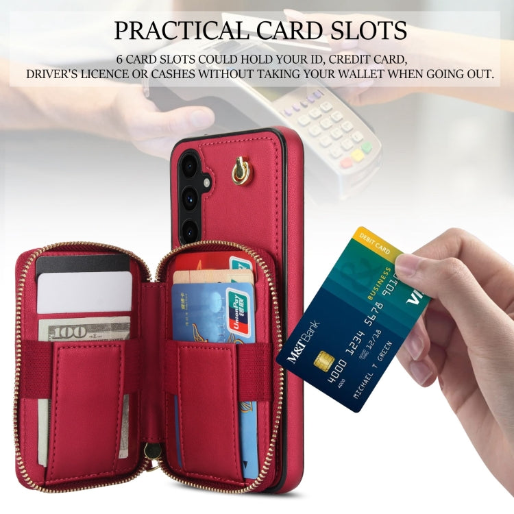 For Samsung Galaxy A54 4G / 5G AwQuer Crossbody Zipper Wallet Rhombic Leather Back Phone Case