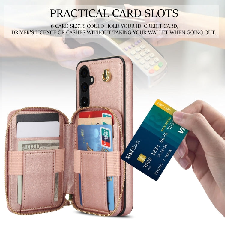 For Samsung Galaxy A54 4G / 5G AwQuer Crossbody Zipper Wallet Rhombic Leather Back Phone Case