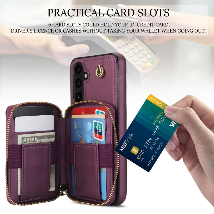 For Samsung Galaxy A54 4G / 5G AwQuer Crossbody Zipper Wallet Rhombic Leather Back Phone Case