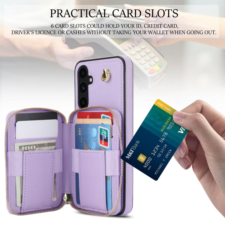 For Samsung Galaxy A54 4G / 5G AwQuer Crossbody Zipper Wallet Rhombic Leather Back Phone Case