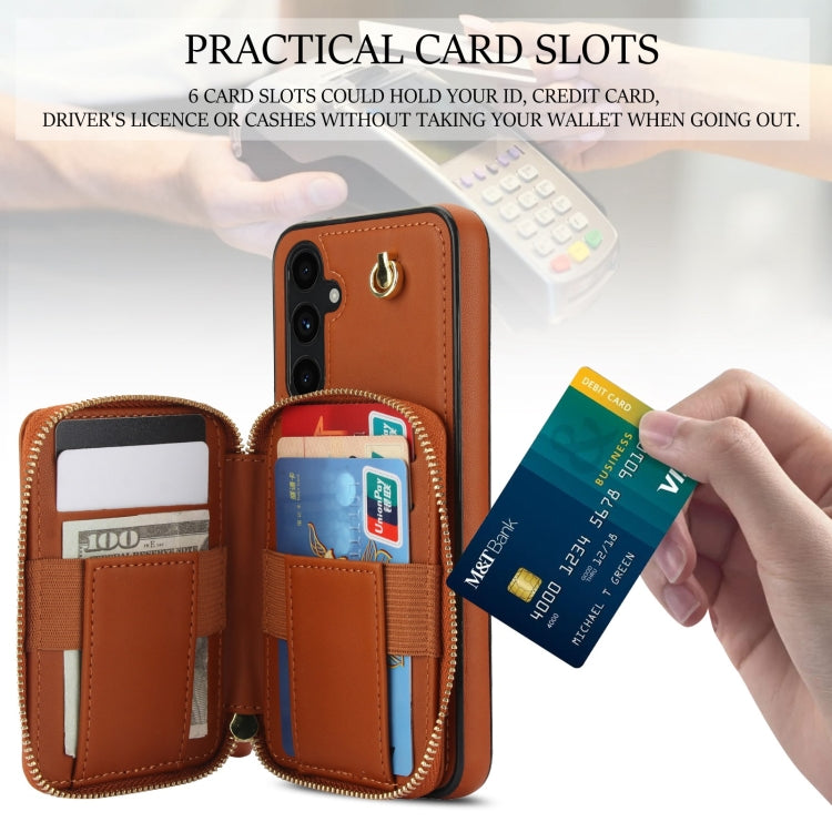 For Samsung Galaxy A54 4G / 5G AwQuer Crossbody Zipper Wallet Rhombic Leather Back Phone Case