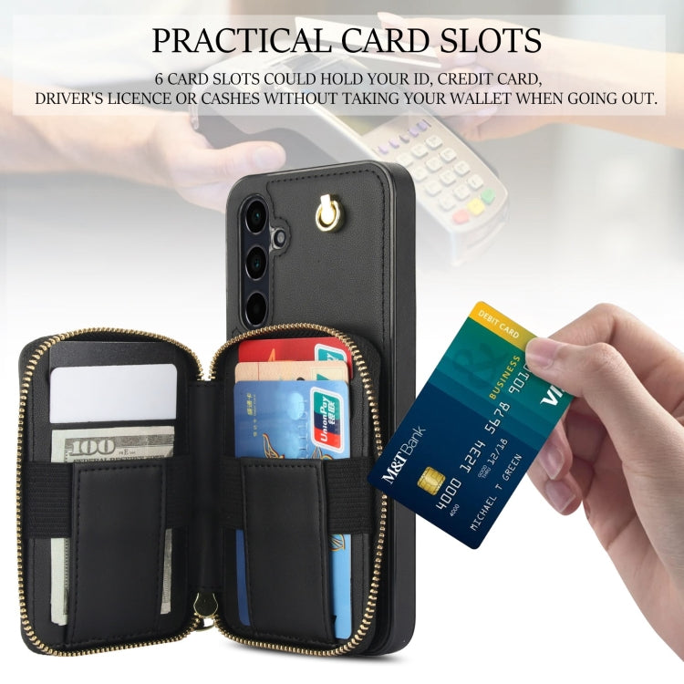 For Samsung Galaxy A15 4G / 5G AwQuer Crossbody Zipper Wallet Rhombic Leather Back Phone Case